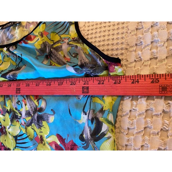 A.N.A. Blouse Plus Size 1X Sleeveless Top Turquois Yellow Pink Rounded Neckline - Picture 5 of 7